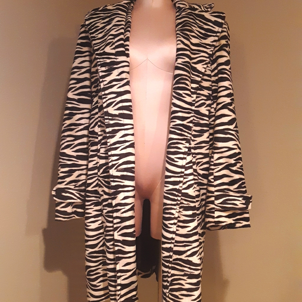 Zebra Faux Fur Coat